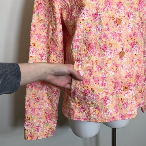 REBECCA MALONE Multicolor Floral Watercolor Button Front Jacket - Picture 7 of 12